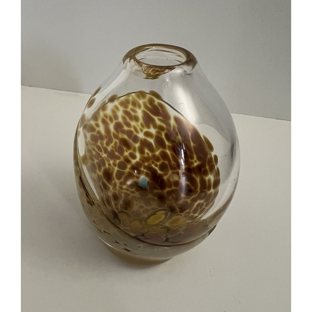 H Jenkins S Ross Volcano Art Glass Mini Vase Big Island Glass Hawaii Signed Hand
